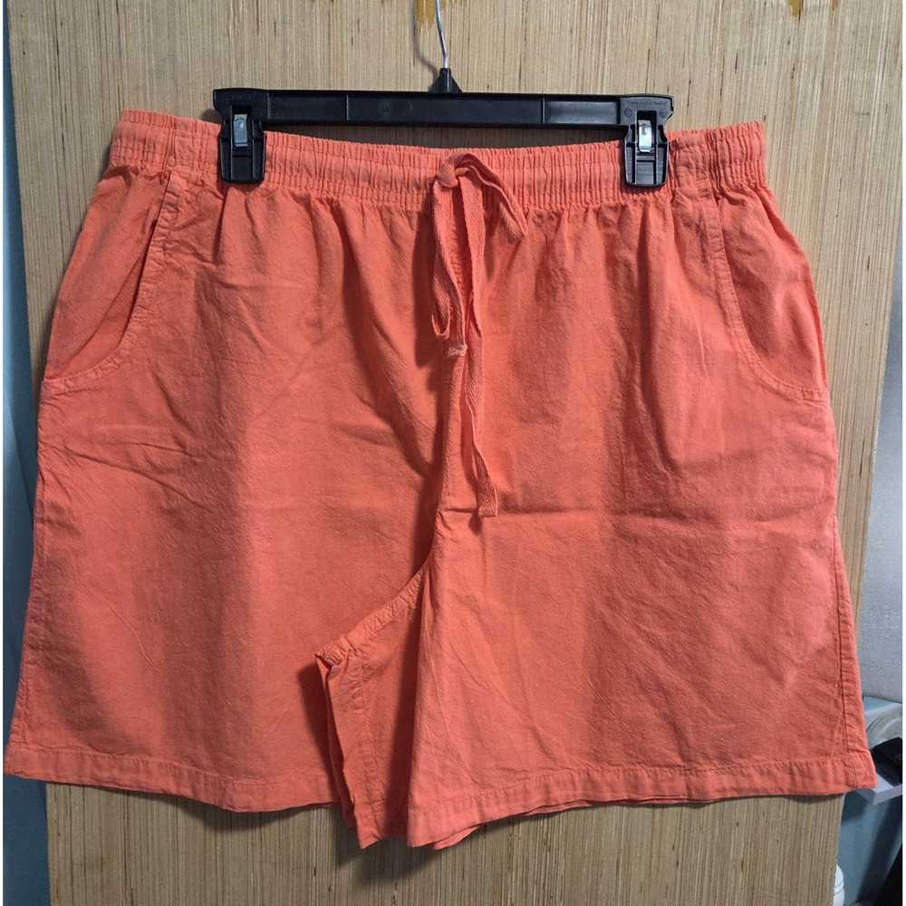 Ragtop USA Size 1X Womens Coral Orange Cotton Shorts Elastic‎ Waist Plus